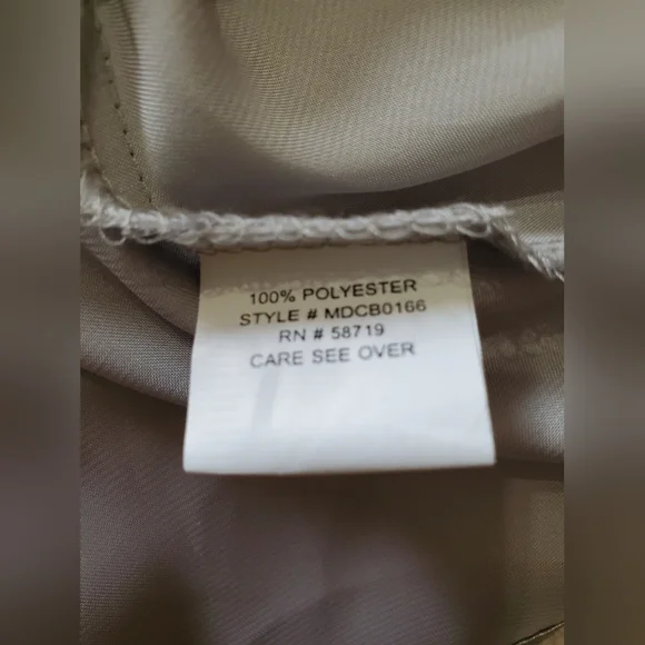 Y2K Notations Metallic Silver Shimmer Button-Front Blouse with Roll-Tab Sleeves - Picture 13 of 15